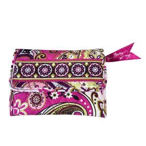 Vera Bradley Very Berry Paisley Floral Trifold Wallet‎ Card Slots Zipper Pocket